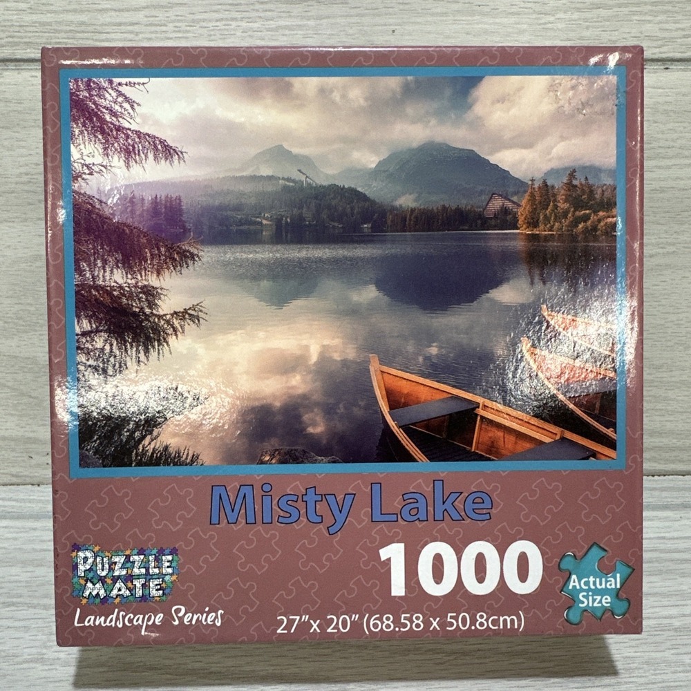 PUZZLE MATE Misty Lake 1000 Piece Puzzle 27 x 20" Landscape *Factory Sealed*